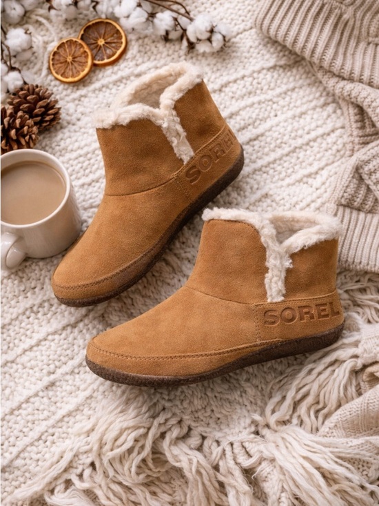 Sorel Shoes - Sorel Nakiska Cozy II Suede Slipper Bootie Tan Shearling Size 6
